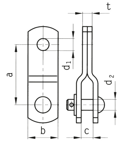Łącznik przedłużający jednowidlasty ze sworzniem nitowym (2555)